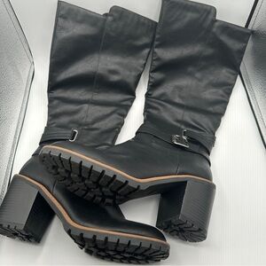 SUN STONE Womens Black Goring Viviaan Round Toe Block Heel Zip-Up Boots 9.5 M